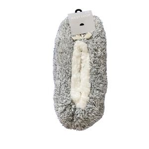 Gray West Loop Fuzzy Cozy Slippers Size  7-8 Womens